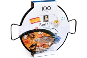 Carmencita Kit de paella espagnole avec poêle émaillée (43 cm), kit de démarrage et recette