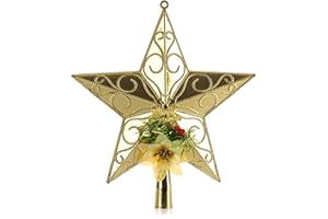 COM-FOUR® Top choinkowy w ksztalcie gwiazdy - Gwiazdka na wierzch choinki - Ozdoby choinkowe - Ozdoby choinkowe wykonane z tworzywa sztucznego