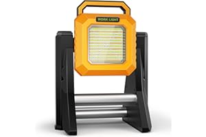 Foco de Construcción LED a Batería, Linkax 6000LM Foco a Batería Portátil, USB Recargable Lámpara de Obra, Impermeable Luz de Trabajo Proyector Equipo de Emergencia para Taller, Construcción