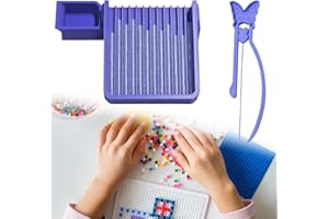 SUNUCO Fuse Bead Single Needle Tweezer & Aligner Tray Set, Precision Tool for Fuse Beads Project, Effortlessly Align and Place Iron Beads onto Pegboards (Regular 5mm Bead Tool Kit)