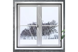 JIAJUTUI001 Film isolant pour Fenêtre Transparent,Kit d'isolation de Fenêtre,Kits D'étanchéisation pour Fenêtres Films pour Fenêtre Ruban Adhésif Double Face D'Installation Inclus (W*H:100x160cm/39x63in)