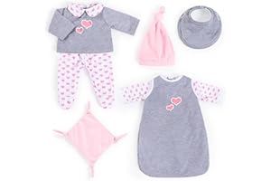 Bayer Design 84619AH Vêtements pour poupée 40-46cm, Gigoteuse, Pantalon, Haut, Bonnet, Bavoir et Doudou