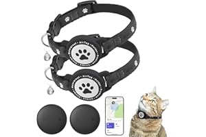 JIARUI Mini Tracker bez abonamentu dla kotów, SmartTag obroża dla kota (tylko iOS) z odblaskową lokalizacją GPS, śledzenie lokalizacji zwierząt domowych, współpracuje z Apple Find My (2 sztuki)