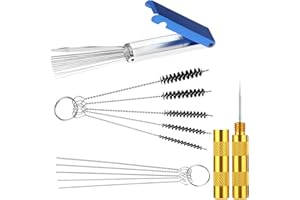 Andibro Kit d'outils de nettoyage de carburateur, 13 fils de nettoyage 10 aiguilles de nettoyage 5 brosses en nylon 1 kit d'outils de crochetage pointus pour moto VTT cyclomoteur soudeur