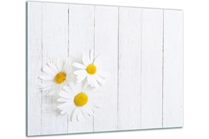 TMK ARTDEKO TMK - Placa protectora de vitrocerámica 60 x 52 cm 1 pieza cocina eléctrica universal para inducción protección contra salpicaduras tabla de cortar de vidrio templado como decoración Flores
