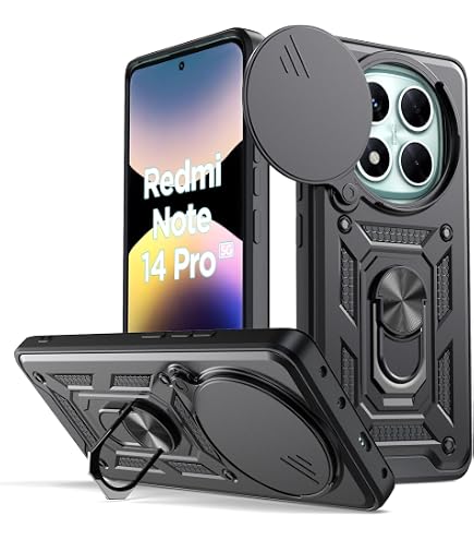 Custodia Betterfon Per Redmi Note 14 Pro 4G: Resistente Con Anello E Protezione Fotocamera, Nero - Foto 2