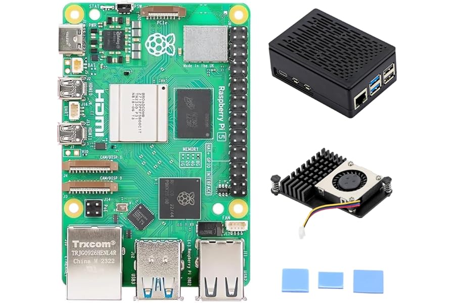 Tada for Raspberry Pi 5 8GB Basic Kit Including Pi 5 8GB Board, Pi 5 ABS Case and Active Cooler (8GB RAM)