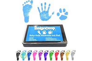 ReignDrop Ink Pad For Baby Footprint & Handprint - Creates Impressive Long Lasting Keepsake Stamp for Infant & Kids. Smudge Proof, Easy to Wipe Off Skin, Safe & Gentle Acid Free(Sky Blue)