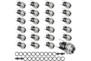 Connettori Alimentazione- RUNCCI-YUN Connettori DC a pannello con spinotto jack femmina 5.5mmx2.1mm/5.5mmx2.5mm,24 pezzi