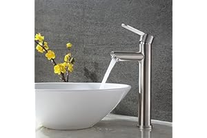 XWIHTR Grifos para lavabo y baño caliente y frío de acero inoxidable, ahorro de agua, silencioso, sin goteo, para baño, lavabo, grifos de cocina pequeños (cepillado - alto)
