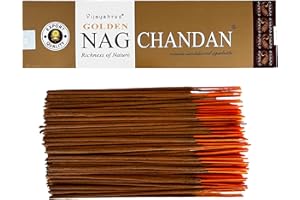 LAMARE Bastoncini di incenso Vijayshree Golden Nag Chandan - 100 g - 5 Confezioni da 20 g (70-90 bastoncini) - Aromaterapia - Meditazione - Yoga - Packaging EcoFriendly