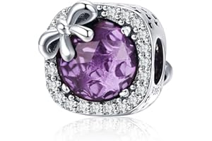 MUERDOU S925 Sterling Silver Birthstone Charm Fit for Pandora Charms Bracelets and Necklaces Birthday Gifts for Woman