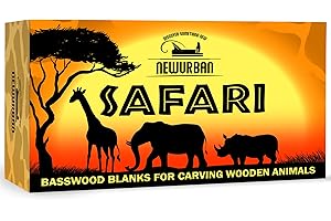 NEWURBAN Lipowe półfabrykaty do rzeźbienia drewnianych zwierząt, żyrafy, słonia i nosorożca, 3 kontury lipy do rzeźbienia