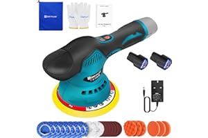 YouseaHome Cordless Buffer Polisher with Battery and Charger, 8 Variable Speed Buffer Polisher 300W Electric Polishing Machines, Rechargeable Polishing Machines for Boat,Car Polishing and Waxing