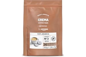 ‎BY AMAZON by Amazon Crema 100% Arabica-Kaffeepads, geeignet für Senseo-Maschinen, 36 Stück (1 Packung mit 36 Stück) – Rainforest Alliance-zertifiziert