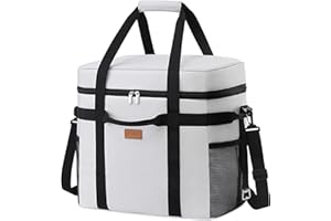 Lifewit 40L Soft Cooler Bag with Hard Liner, Large Insulated Picnic Lunch Bag Box Soft-Sided Cooling Bag for Camping、BBQ、Family Outdoor Activities, Silk Gray