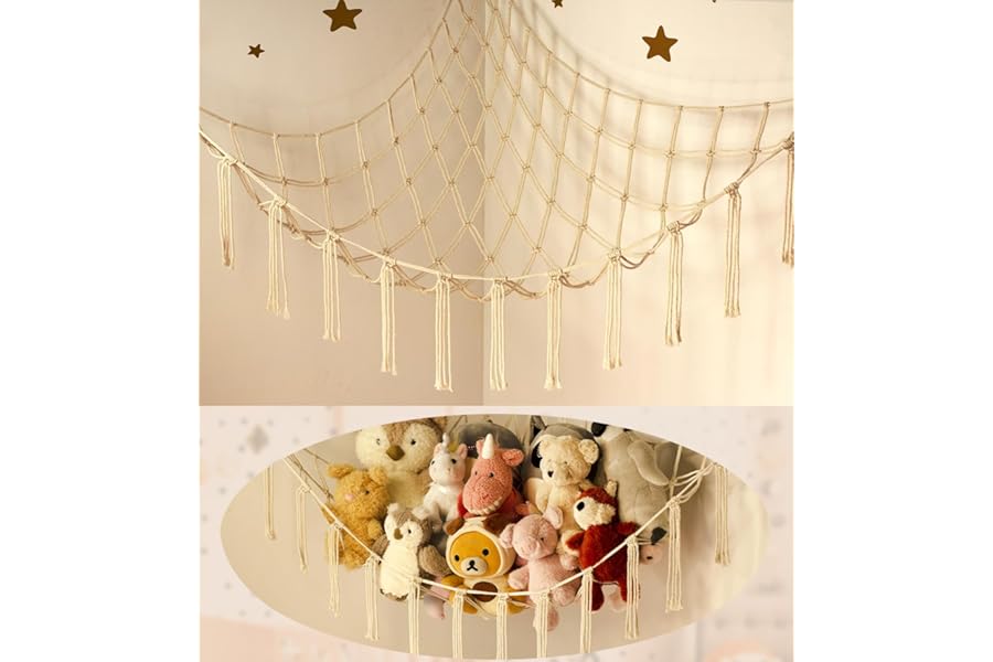 mirolam Teddy Hammock - Cuddly Toy Storage Hammock for Stuffed Animals - Teddy Bear Hanging Toy Storage - Soft Plush Toy Storage Net - Nursery Preppy Room Decor for Girls Bedroom