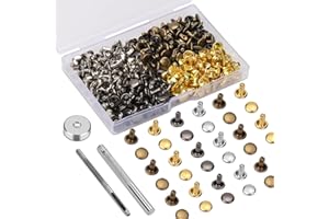 Easusy Rivets, 120 Sets 8 * 8mm Multicolor Leather Rivets, Double Cap Rivets with Hollow Punch & Punch Tool for Leather Crafts, Clothes, Shoes, Jackets