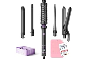 ‎BESTOPE PRO BESTOPE PRO Lockenstab, 5 in 1 Lockenstäbe Set mit Glätteisen, Thermobürste, 3 Keramische Lockeneisen (9mm- 25mm) für Große Locken, 13 Temperaturen, Hair Curler mit Hitzebest.Matte, Handschuh, Schwarz