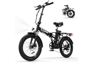 ELEKGO Bici Elettrica 20" Fat Tire 3.0 Bicicletta Elettrica Batteria 36V12Ah Bicicletta Pieghevole, Trasmissione a 7 velocità City Bike, Motore 250W Mountain Bike per Adulti