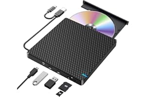 NOLYTH External CD/DVD Drive for Laptop: USB-C Slim CD Burner with SD TF 2 USB Ports - Plug & Play Portable DVD Player for Mac Macbook PC Windows 11/10