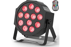 DELIBANG RGBW Par LED Batterie Rechargeable, 12 LED Sans Fil Lumiere Par avec Télécommande Timing, Exterieur Intérieur Lumiere de Scene pour DJ Disco fête Bar Noël Mariage