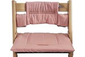 Shabany® Hochstuhl Sitzkissen 100% Bio Baumwolle | Classic Kissen Sitzbezug | Hochstuhlauflage | 2-teilig passend für Stokke Tripp Trapp Kinderhochstuhl |maschinenwaschbar | einfache Befestigung