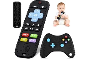 SVALOR Zabawka do gryzienia dla niemowląt, pilot zdalnego sterowania i kontroler do gier, silikonowa pomoc w ząbkowaniu, akcesoria dla dzieci w wieku 3+ miesięcy, kolor czarny