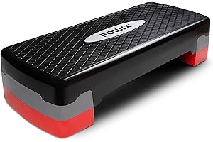 POWRX Step de Fitness - Stepper Aérobic à Hauteur Réglable (10-15cm) - Step fitness antidérapant pour cardio-training
