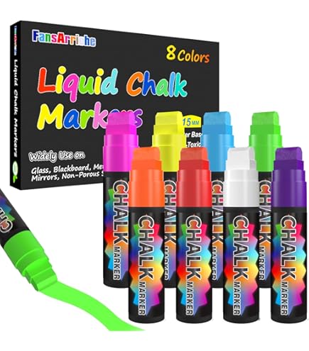 Pennarelli Gesso Liquido Cancellabili OfficeTree - 8 Colori Per Lavagna, Vetro, Superfici Lisce - Foto 10