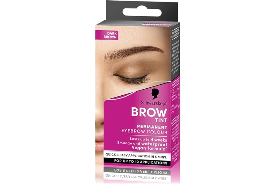 Schwarzkopf Brow Tint Dark Brown (10ml), Permanent Eyebrow Tint, Long-Lasting Intensity, Water- and Smudge-Proof, Easy Application Brow Tint for Up to 10 Applications, Vegan Formula