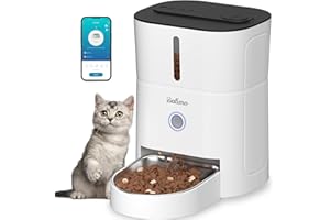 Balimo Comedero Gato Automatico, 2.4G WiFi Dispensador Comida Gatos, 3L Comedero Automatico Gato, Bol de Acero Inoxidable 304, 1 a 10 Comidas, Blanco