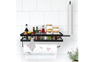 UNZIPP Portaspezie, Portasciugamani Di Carta Da Montare A Parete Per Cucina Senza Forare, Portasciugamani Di Carta Con Spazio Sul Ripiano, Entrambi Disponibili Con Adesivo E Con Viti, Per Bagno E Cucina