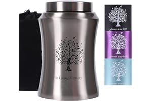 YOUDEAR MEMORIALS Urna para cenizas humanas para adultos, urnas de cremación para cenizas masculinas y hembras, urna mediana para cenizas humanas para papá, mamá, urna funeraria (plata)