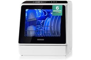 Heinrich´s tragbarer Mini Geschirrspüler, Spülmaschine, Tischgeschirrspüler mit 5L Wassertank, mit oder ohne Wasseranschluss nutzbar, klein+ freistehend für Büro, Camping/Wohnmobil, 6 Programme