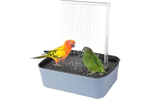 Umisu Vogel Badehaus Badewanne Automatisches Vogelbad mit Pumpe, Vogeltränke Bad Vogel Dusche Zubehör für Sittiche Vögel Papagei (Grau, L)