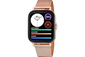 LOTUS Reloj Inteligente Mujer - Smartwatch de Acero Inoxidable Rosa - Resistente al Agua IP65 - Control Música, Cuenta Pasos y Calorías, Teléfono, Deportes, Frecuencia Cardíaca, Monitor Sueño 50045/1