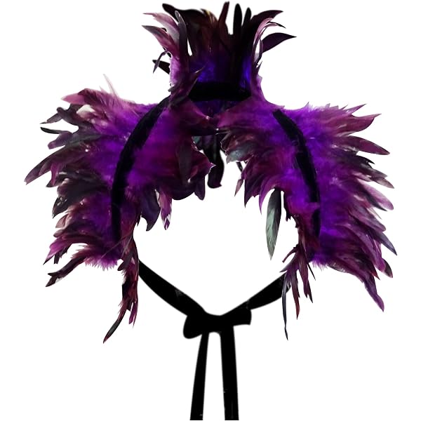 Collier De Poncho Noir à Plumes Naturelles - Haussement D'Épaules Halloween Pour Femmes