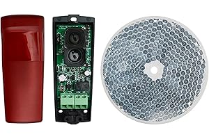 DOMO-MATIC Fotocelula universal de espejo multitension 12/24v ac/dc para todo tipo de puertas automaticas de garaje portones y cocheras sensor seguridad de reflexion gran alcance