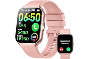 Hendari Smartwatch Damen Herren, 1,96'' Zoll Touchscreen Smart Watch mit Telefonfunktion, 140+Sportmodi Fitnessuhr IP68 Wasserdicht, Sportuhr mit Puls-Schlaf-Monitor Schrittzähler, Uhr für Android iOS