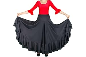 FLAMIFEEL Jupe Flamenco de Danse flamenca Gitane andalouse Noir Adulte
