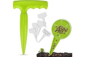 Milifox 2pcs D'outils de Semoir de Plantoir à Bulbes,Semoir Disseminator,10pcs Etiquette Potager - Jardinière à Bulbe Set pour Plantation - Outil de Jardinage pour Semis de Légumes et de Fleurs