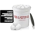 PowerNet Launch F-lite Softball & Baseball Pitching Machine, Dimpled Practice Balls, Bucket of Baseballs, Coaching Bucket Bundle for Pitching Machine, Baseball Training Equipment