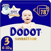Dodot Sensitive Size 3, 78 Nappies, 6kg-10kg, Up To One Night 100% Leak Free &amp; Skin Care