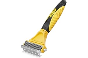 Morpilot Spazzola per Cani Gatti Pelo Lungo, Pettine per Cani Professionale Spazzola Sottopelo Cardatore per Rimuovere Peli Superflui Sbrogliare Nodi