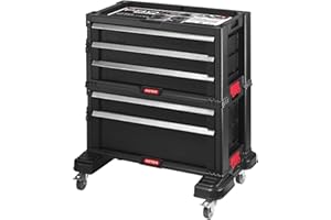‎KETER Keter Werkzeugwagen mit 5 Schubladen, schwarz, 56,2 x 28,9 x 50,2 cm