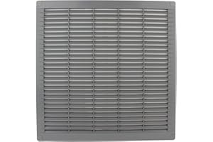 VONLIS® - Griglia di ventilazione, griglia di scarico dell’aria, griglia lamellare, in plastica, rettangolare, 300 x 300 mm, colore grigio