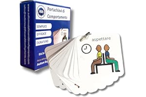 AUTISM SUPPLIES AND DEVELOPMENTS Porte-clés de Comportement - Italien (produit de communication visuelle en plastique et étanche pour l'autisme)