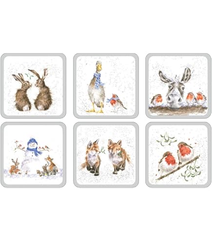 Portmeirion Home & Gifts Wrendale Lot de 4 assiettes coupées Blanc 26,7 cm Portmeirion Home & Gifts Wrendale Lot de 4 assiettes coupées Blanc 26,7 cm