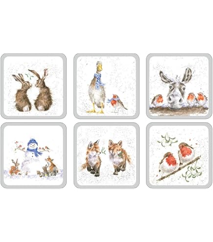 Wrendale Designs Tovaglioli Oh Christmas Tree – 20 Pezzi, 33x33 Cm, 3 Strati, Carta Ecologica Con Illustrazione Di Hannah Dale